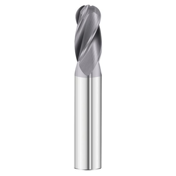 4-Flute - 30° Helix - 3200 GP End Mills, TIALN, RH Spiral, Ball, Standard, 3/16, Fullerton Tool, Mfr#: 30727